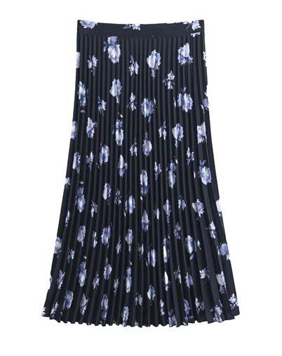 Gant - Printed Pleated Nederdel - Evening Blue 